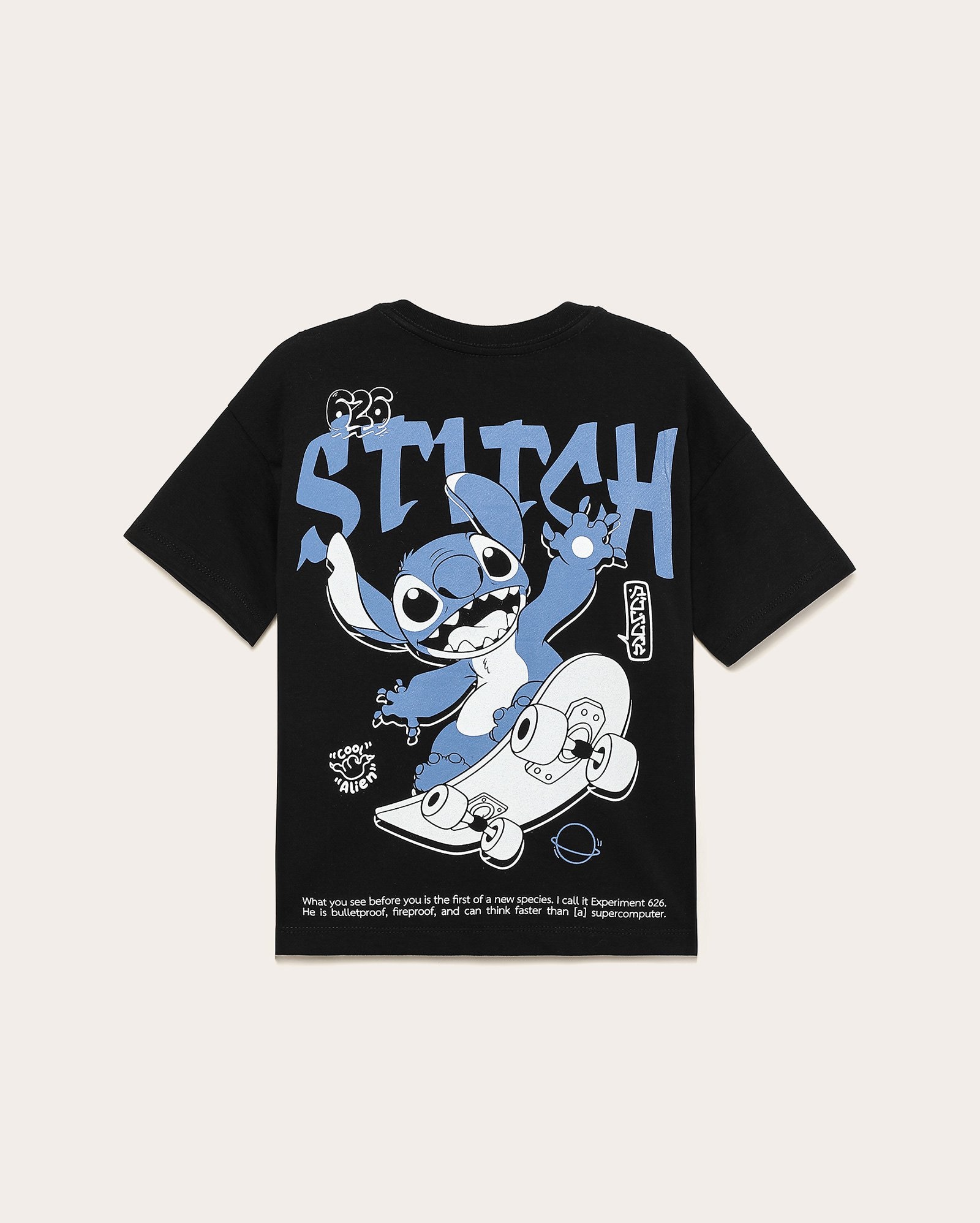 Camiseta infantil oversized Stitch 4-10A preta | Disney