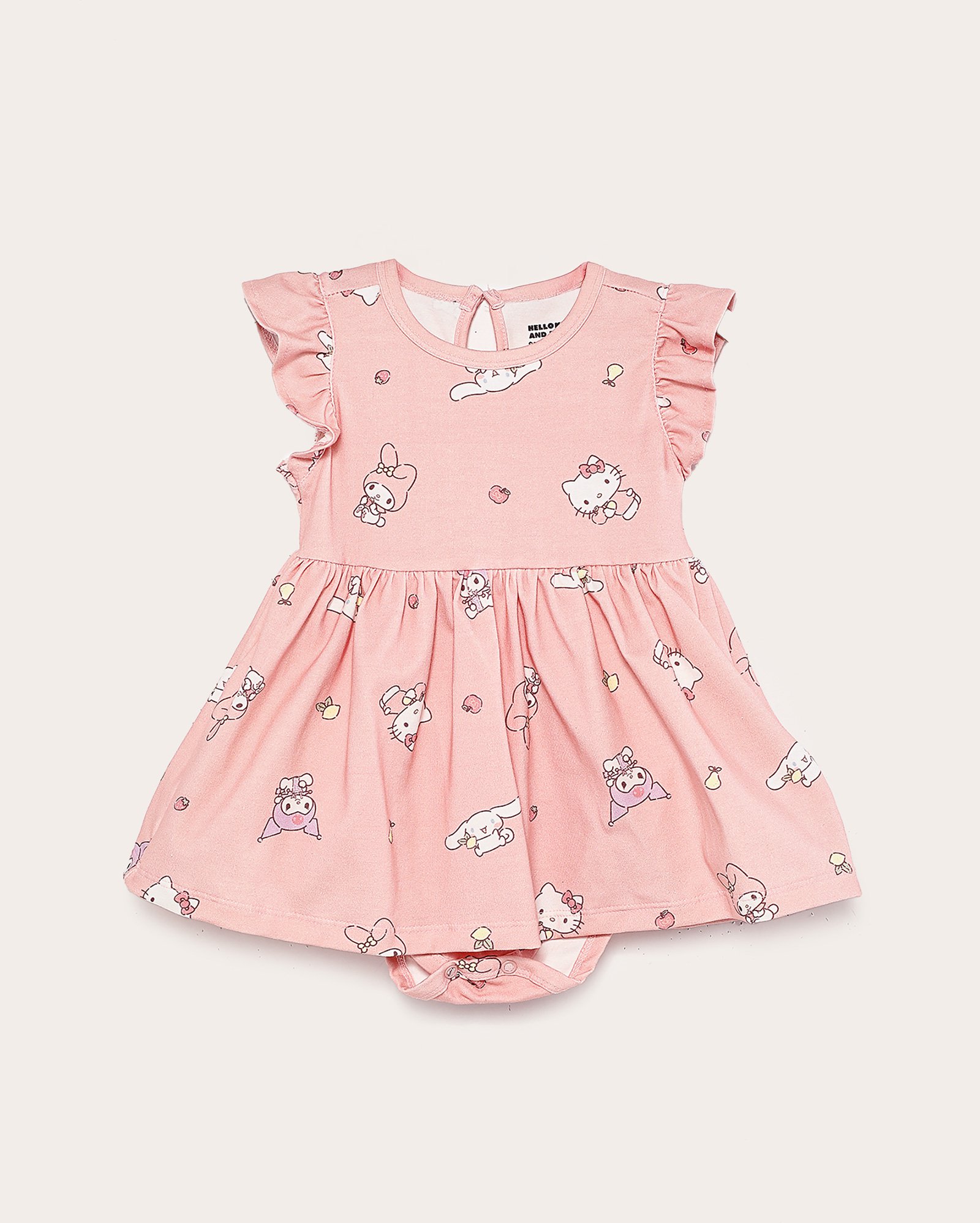 Vestido body bebê com babados Hello Kitty e amigas rosa | Sanrio