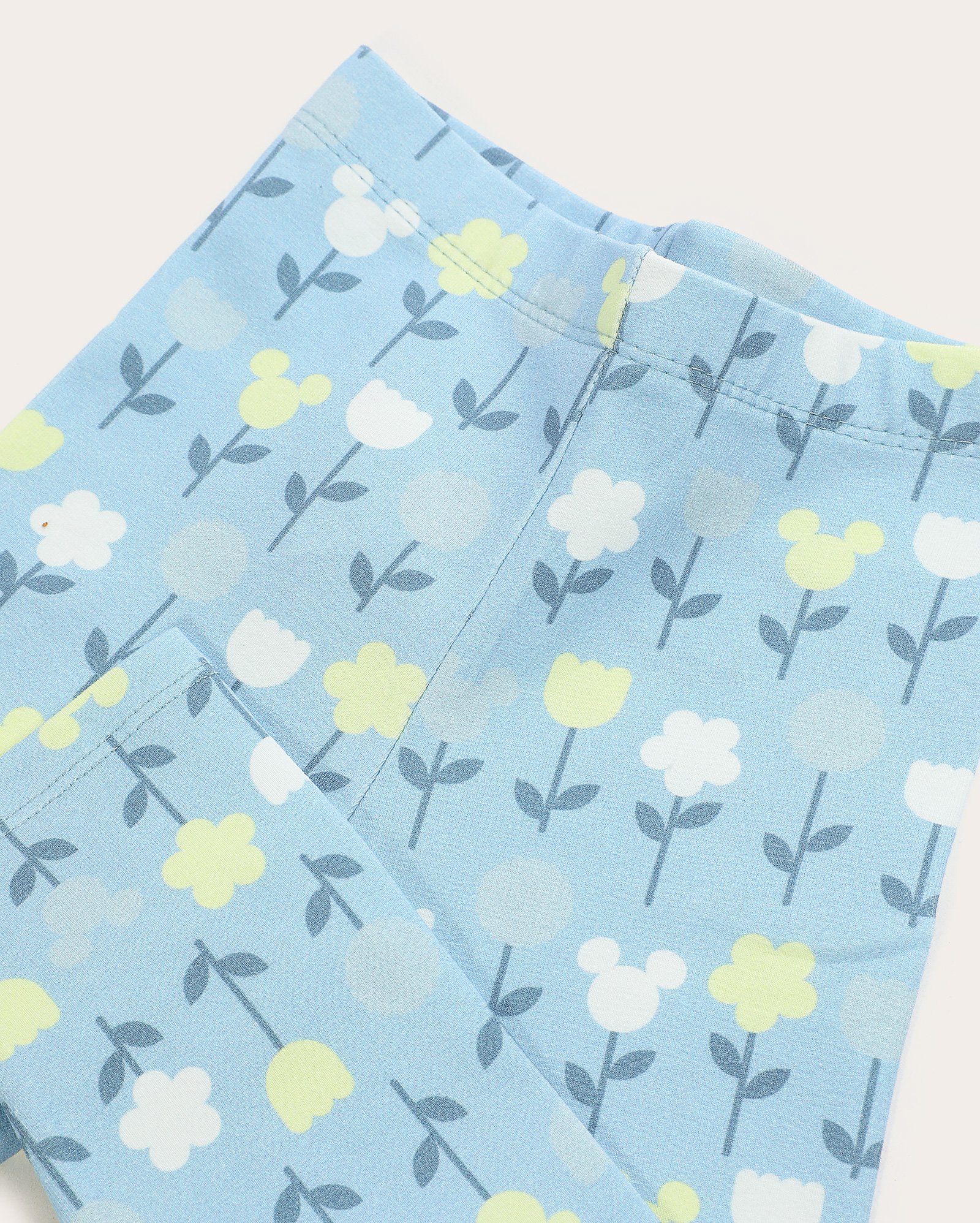 Calça legging infantil flores Mickey 1-4A azul | Disney