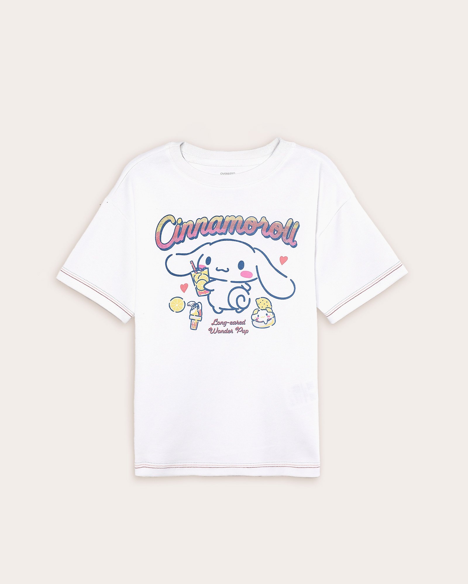 Camiseta infantil oversized cinnamoroll 4-10A branca | Sanrio