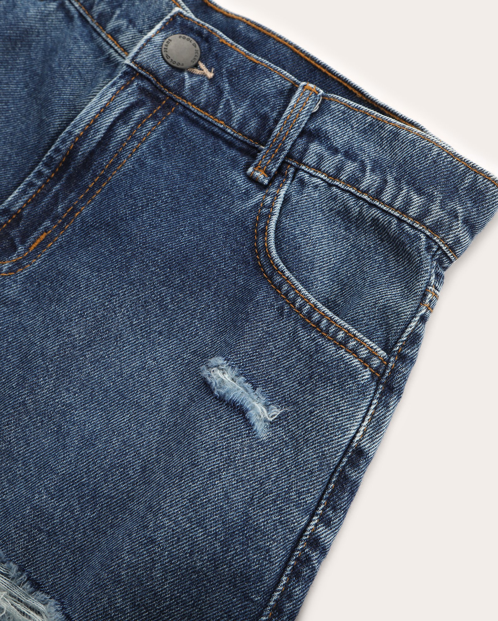 Short jeans juvenil mom destroyed denim escuro