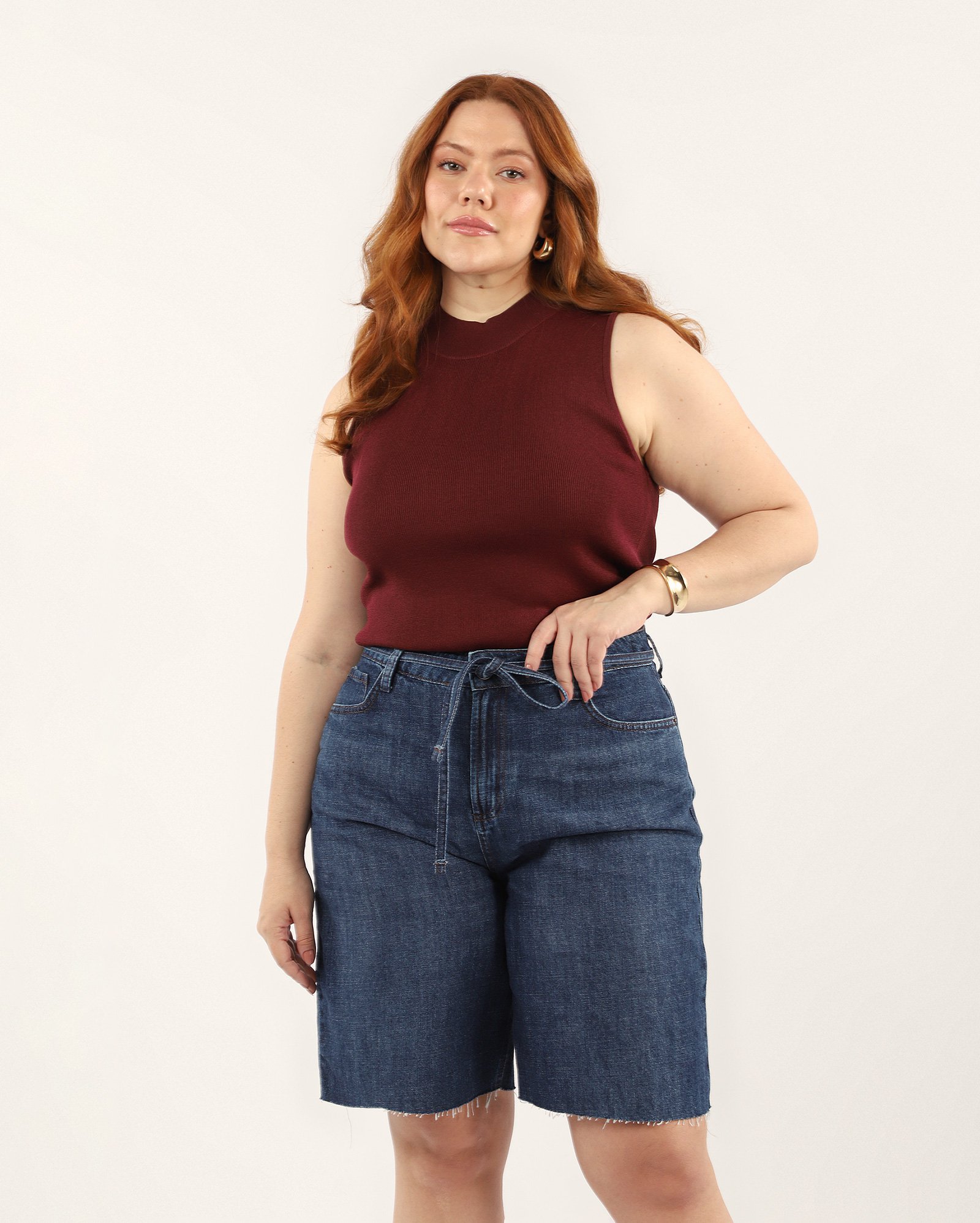 Bermuda Jeans feminino plus size denim médio | Pool Jeans