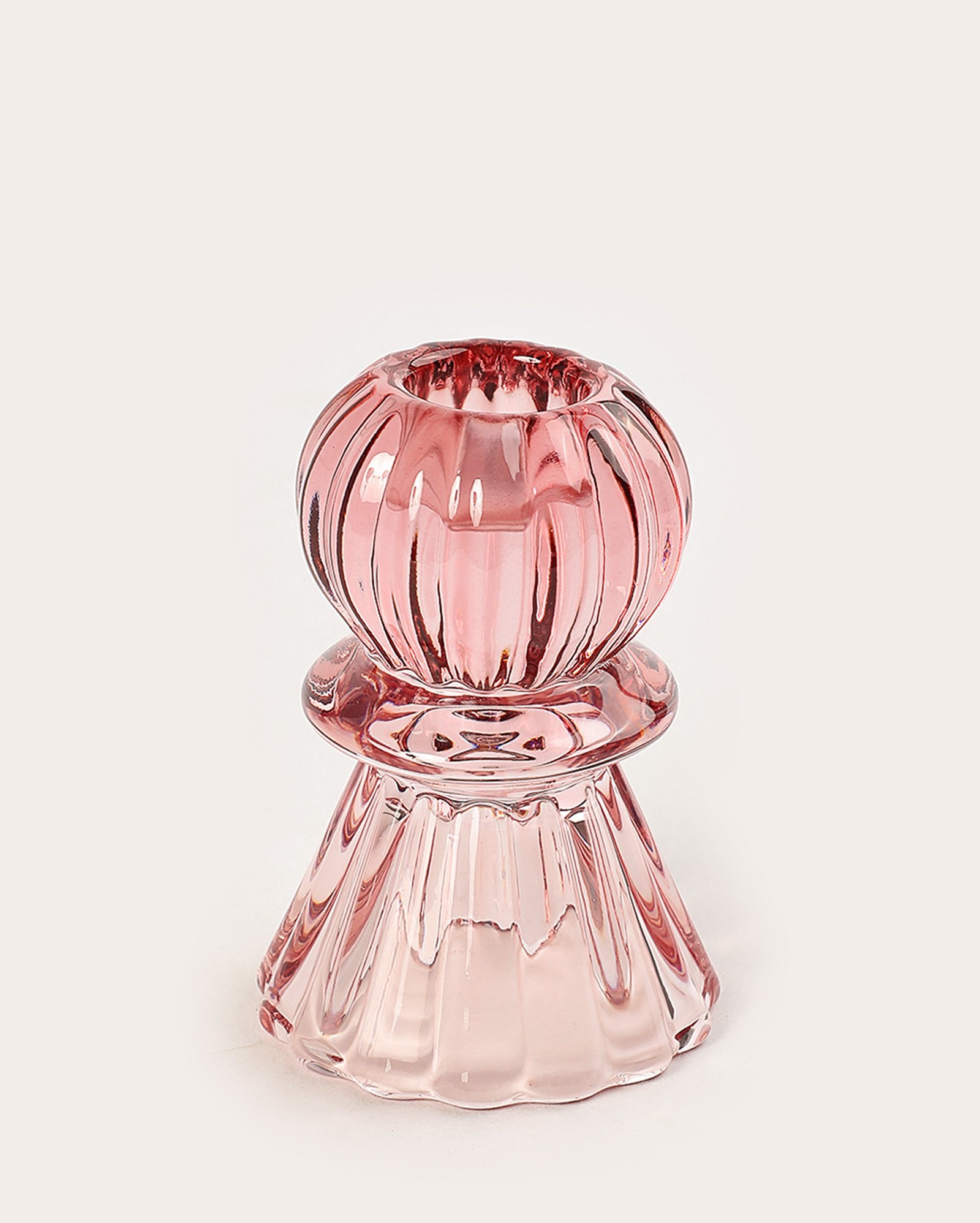 Porta-vela castiçal em vidro 9cm rosa | Casa Riachuelo