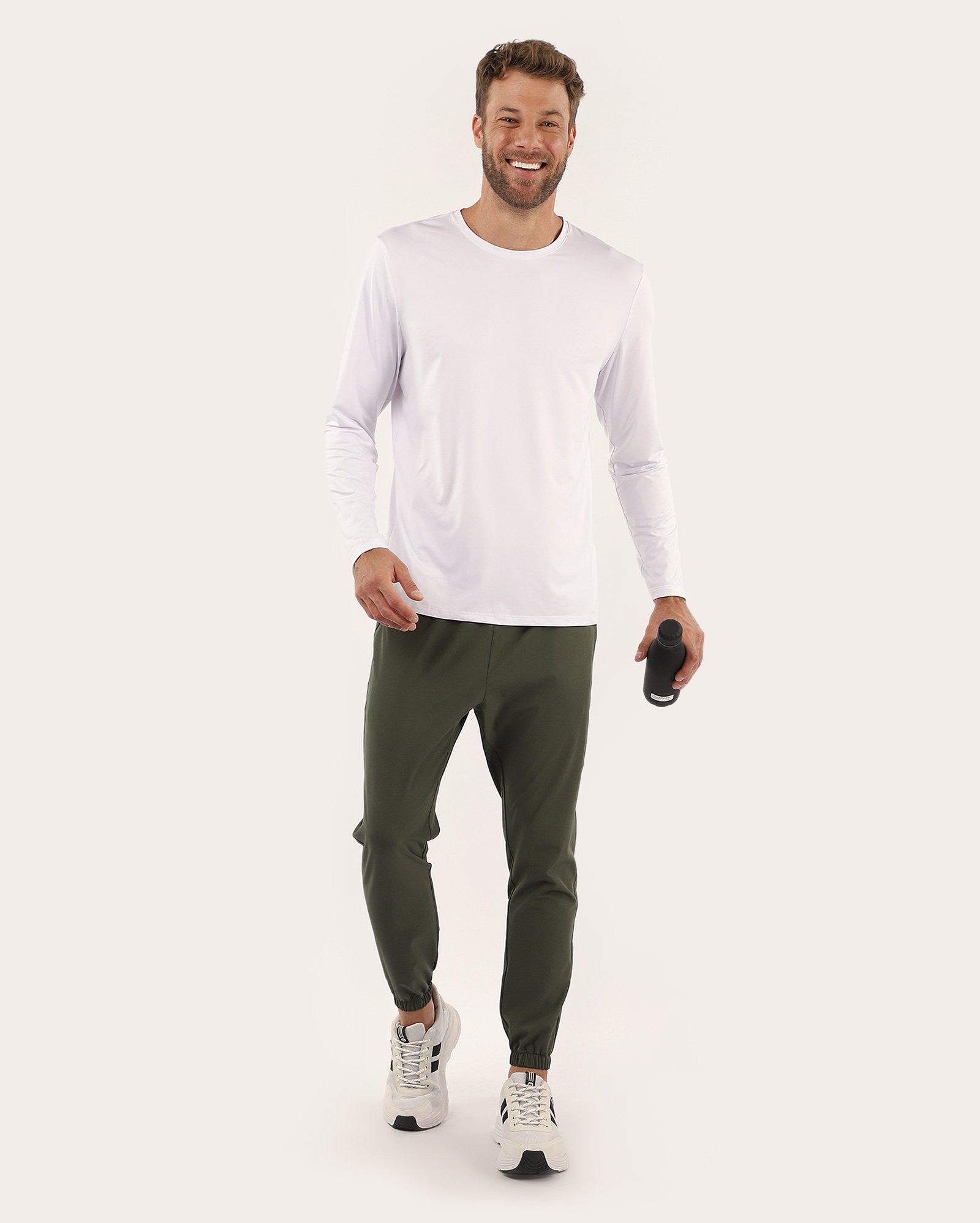 Camiseta masculina UV50+ manga longa - Branco | Body Work