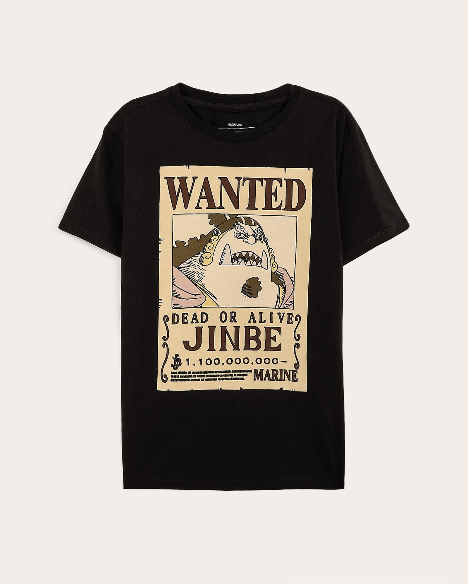 Camiseta juvenil regular Jinbe Wanted - preta | One Piece