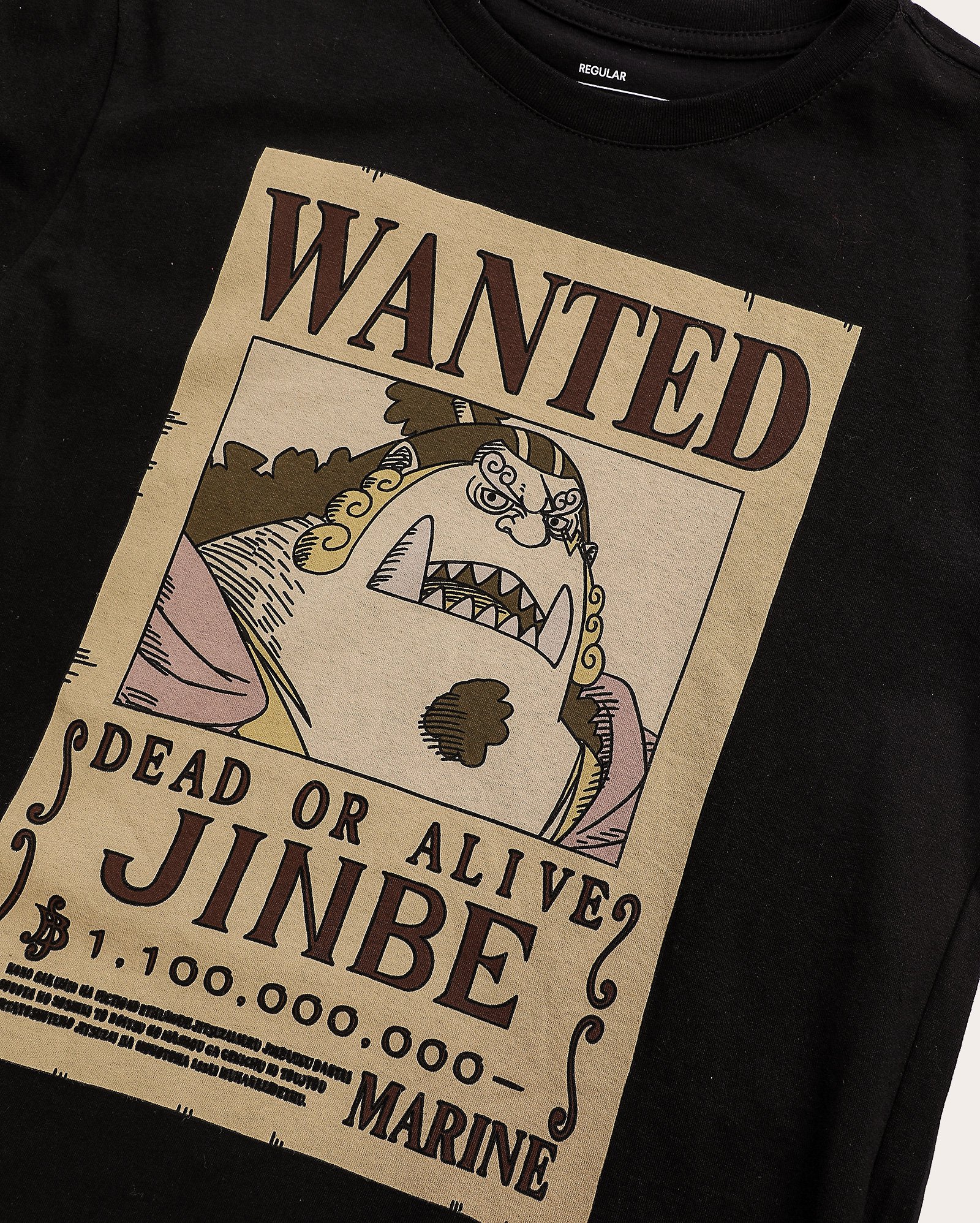 Camiseta juvenil regular Jinbe Wanted - preta | One Piece