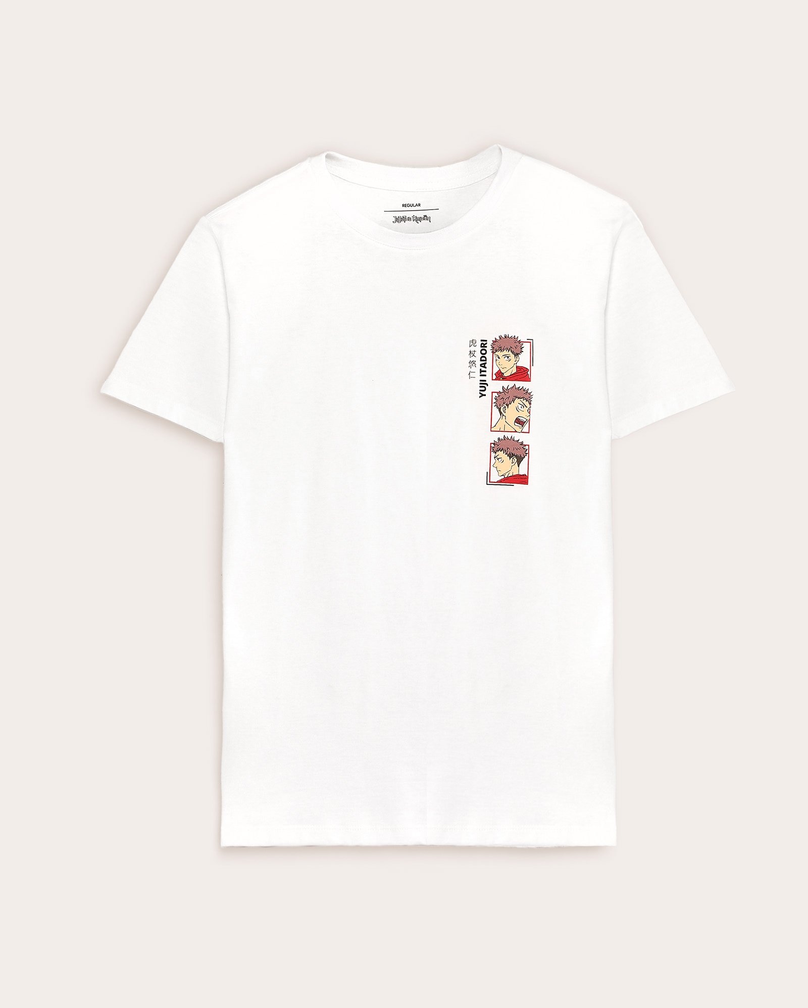 Camiseta juvenil regular Yuji Itadori - branca | Jujutsu Kaisen