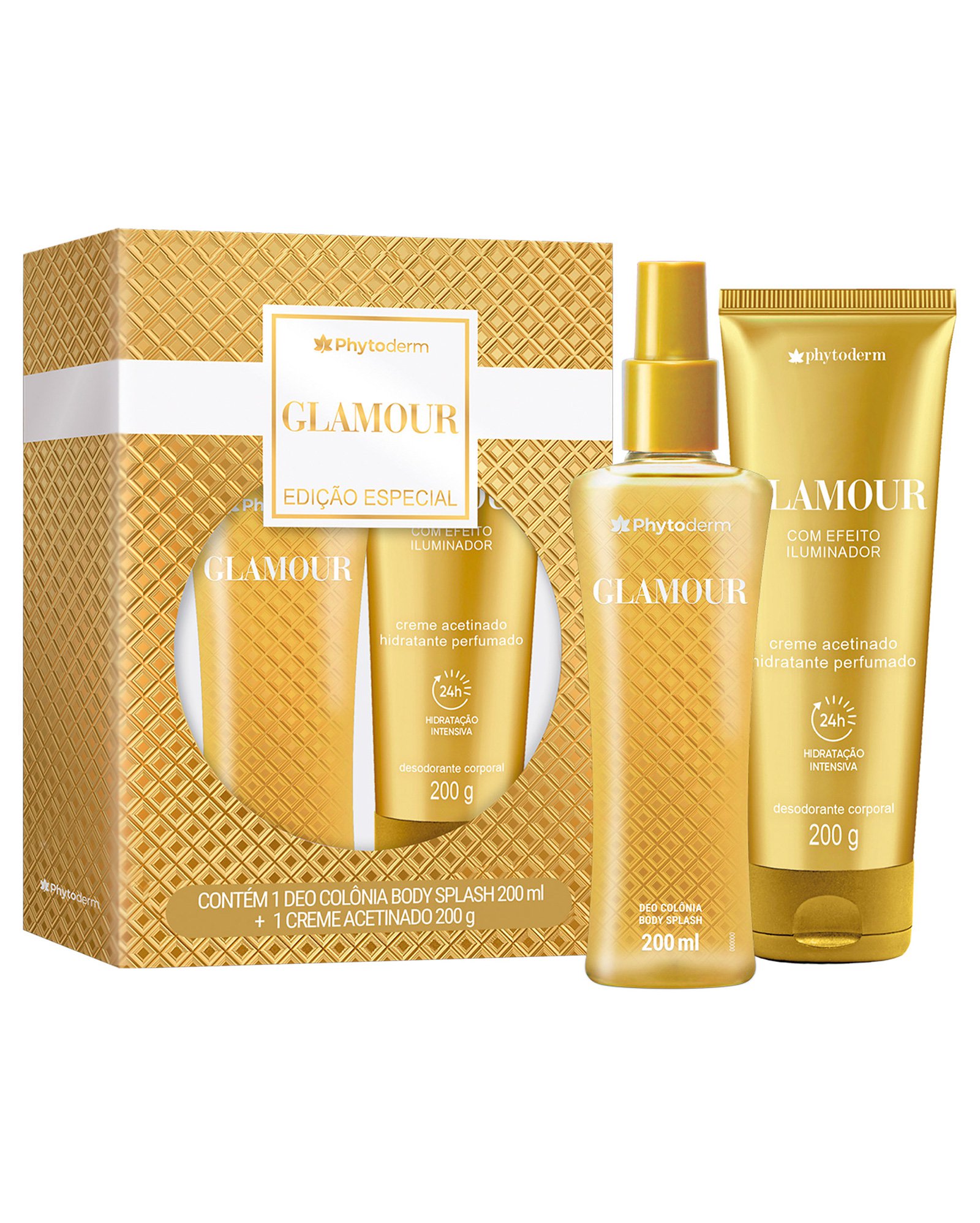 Kit body splash feminino 200ml + hidratante Glamour 200g | PHITODERM