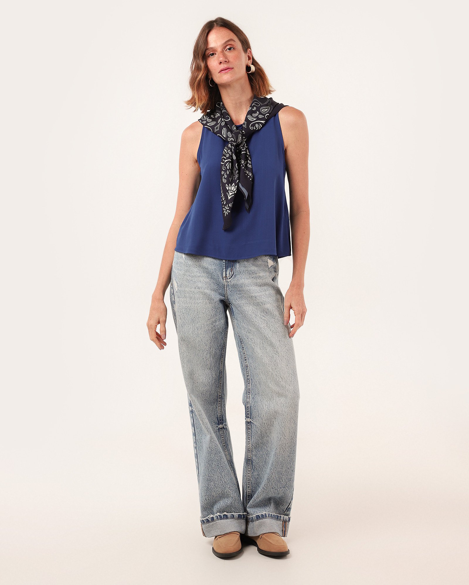 Regata feminina em viscose Antonia azul | Pool Basics