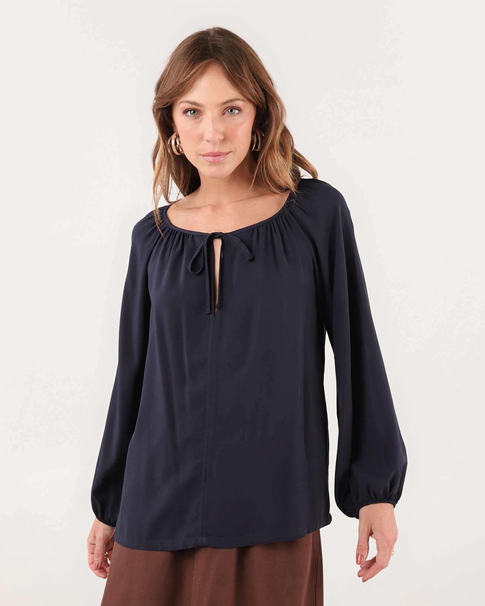 Bata feminina em viscose decote gota azul | AK by Riachuelo