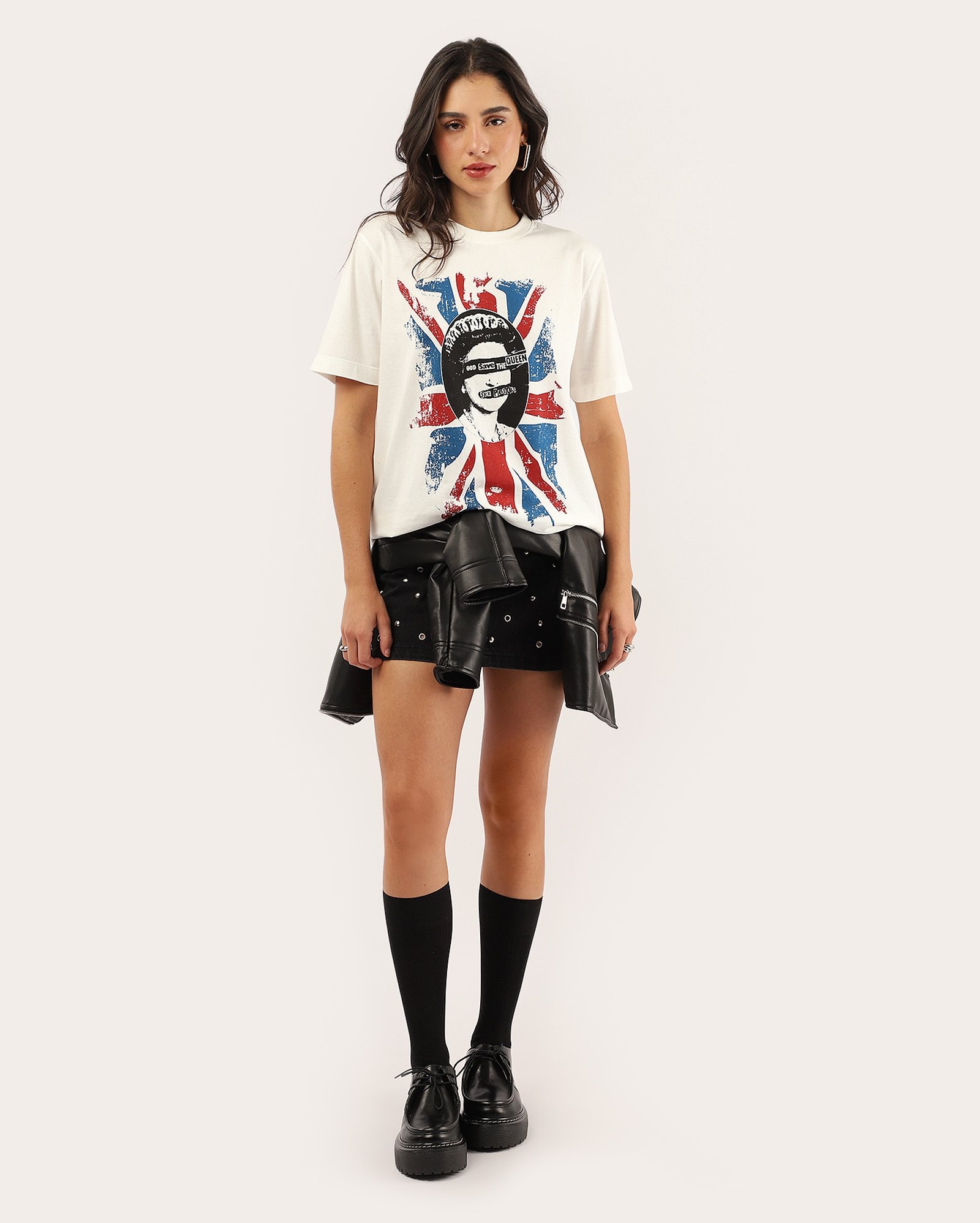 Camiseta feminina God save the queen off-white | Sex Pistols