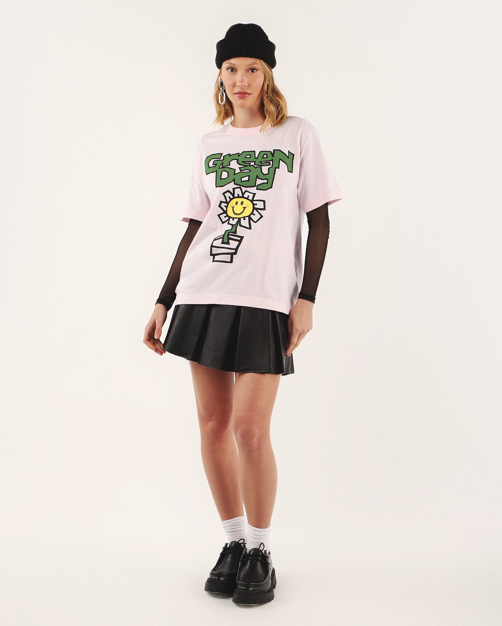 Camiseta feminina regular kerplunk flower rosa | Green Day