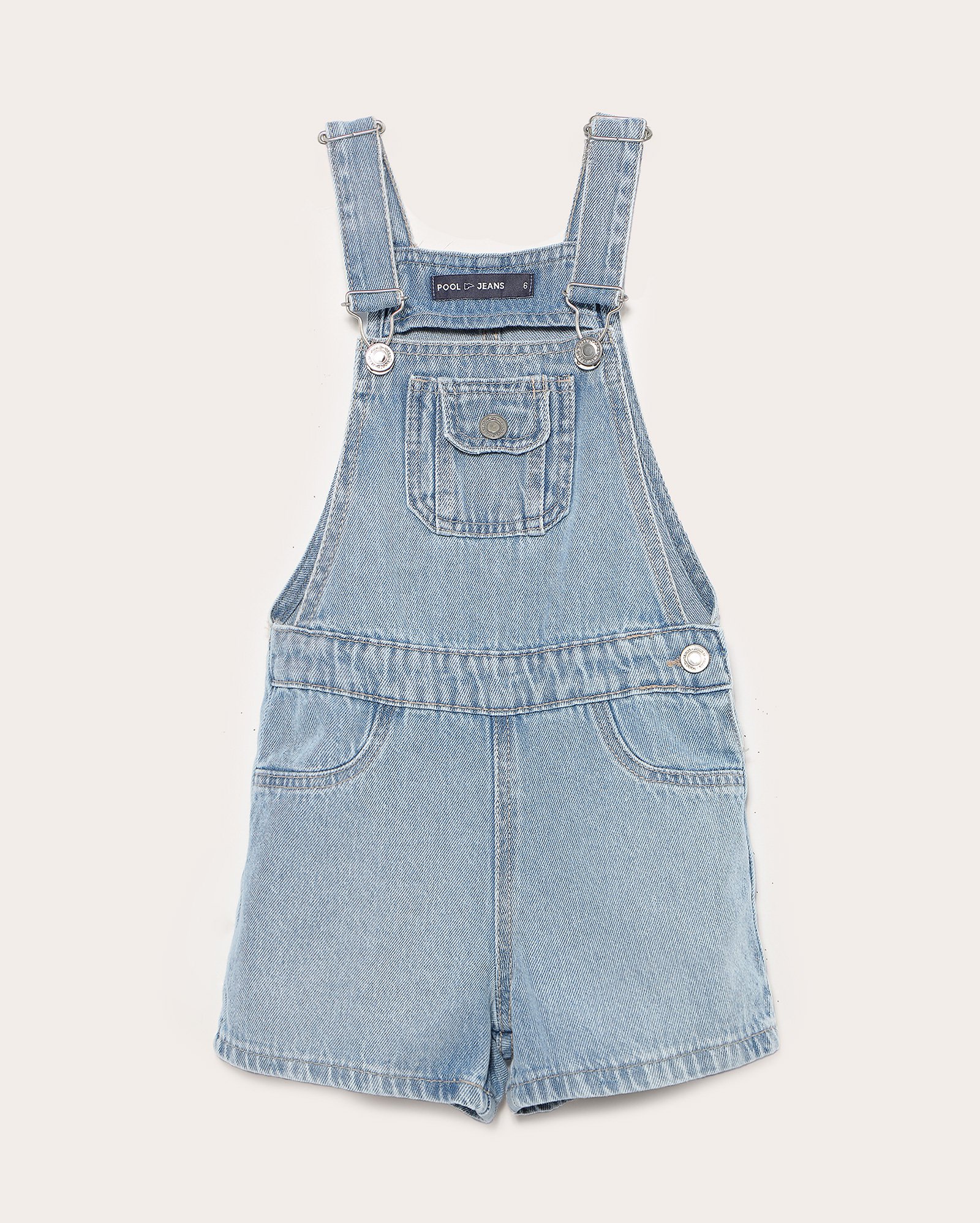 Jardineira jeans infantil com bolso 4-10A denim médio