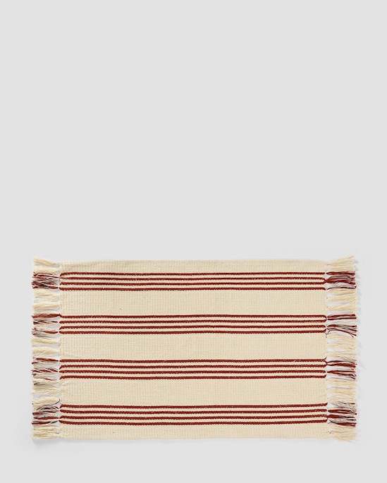 Tapete capacho retangular listras trilho 50x70cm bege | Casa Riachuelo