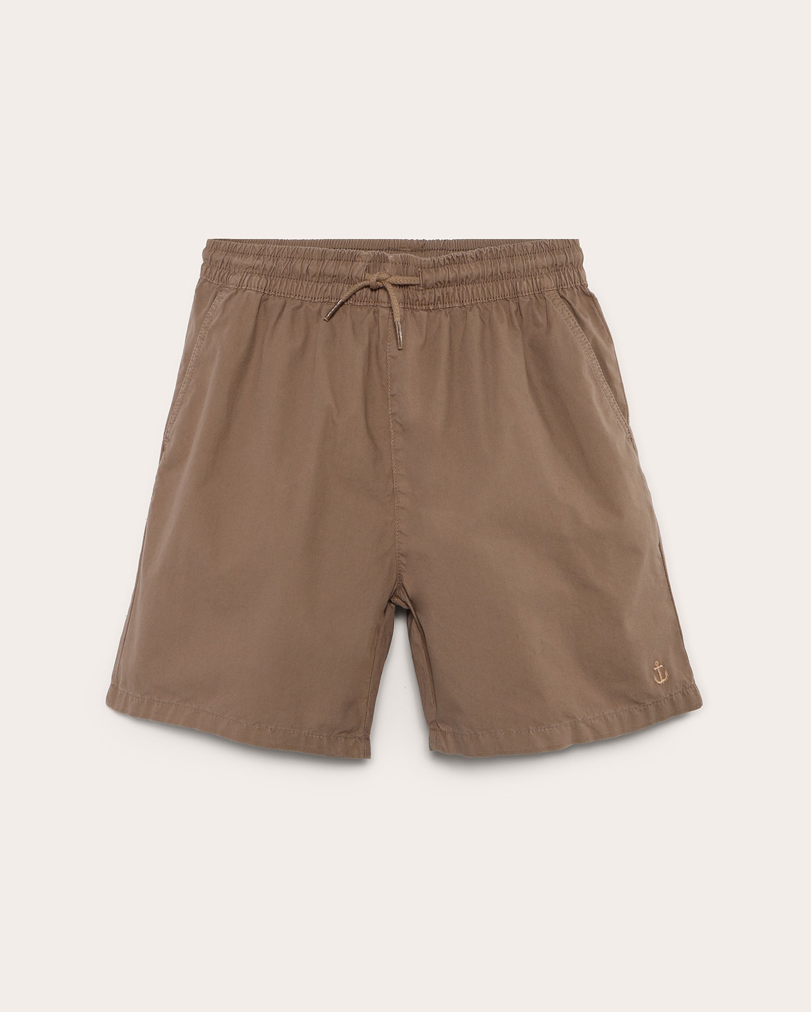 Bermuda sarja juvenil reta bordado âncora marrom | Pool Jeans