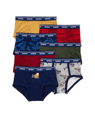 Kit cueca infantil 7 peças slip avião trator multicor | Carter's