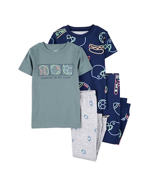 Pijama longo infantil 4 peças mescla jogos multicor | Carter's