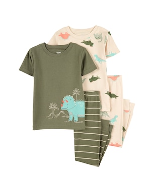 Pijama longo infantil 4 peças listrado dinos multicor | Carter's