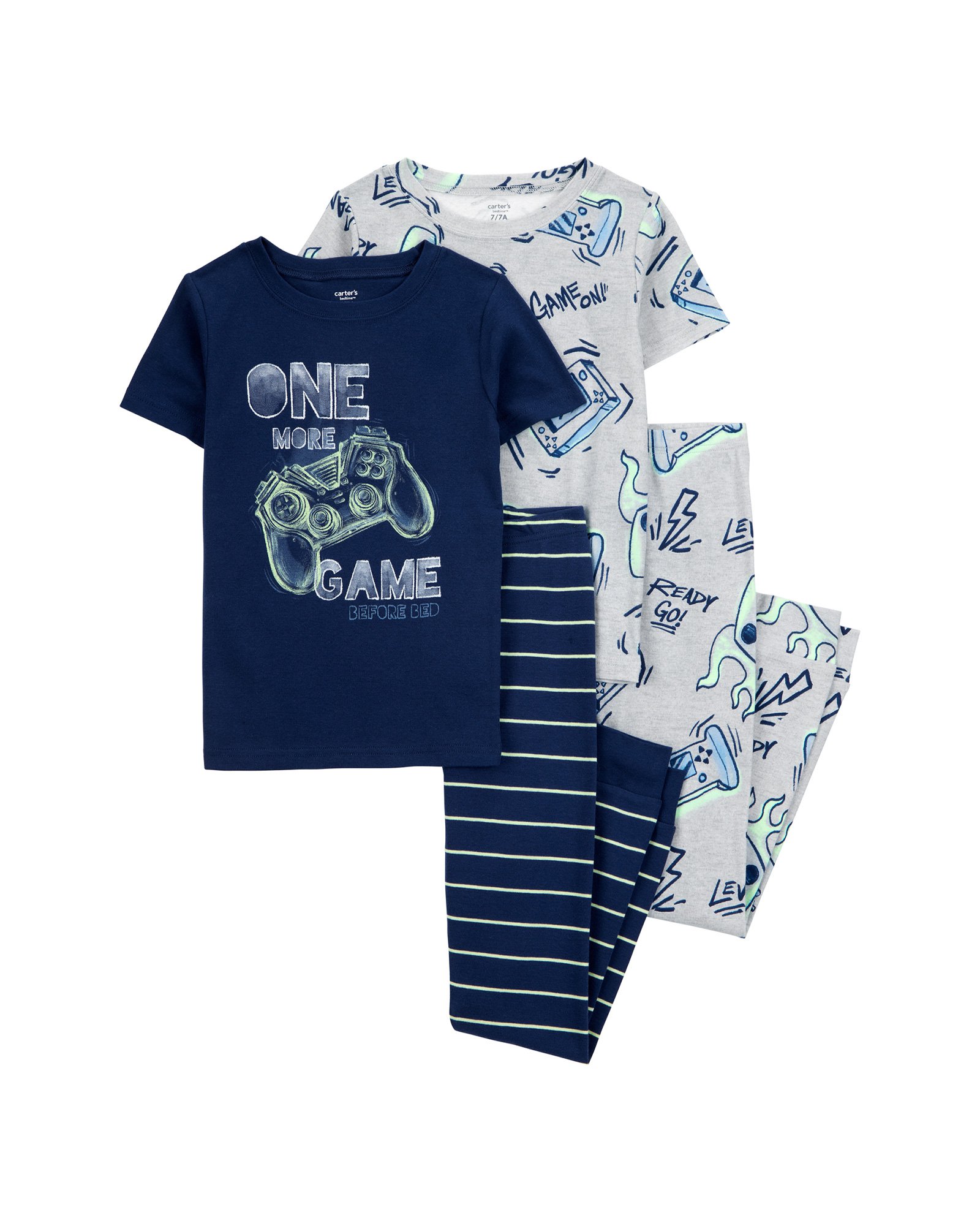 Pijama longo infantil 4 peças game listrado multicor | Carter's