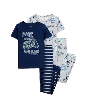 Pijama longo infantil 4 peças game listrado multicor | Carter's