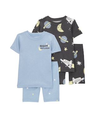 Pijama curto infantil 4 peças espaço multicor | Carter's