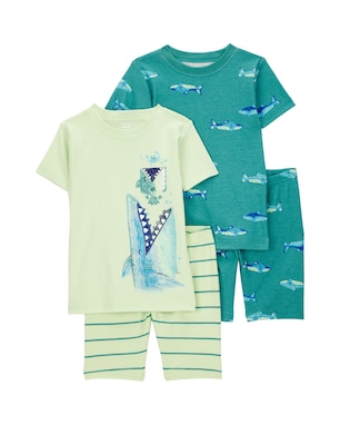 Pijama curto infantil 4 peças tubarão listrado multicor | Carter's