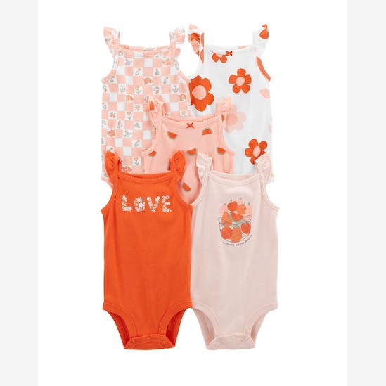 Kit body bebê 5 peças com babados multicor | Carter's