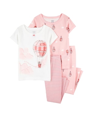 Pijama longo infantil 4 peças listrada balão multicor | Carter's