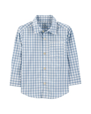 Camisa infantil com bolso xadrez azul | Carter's