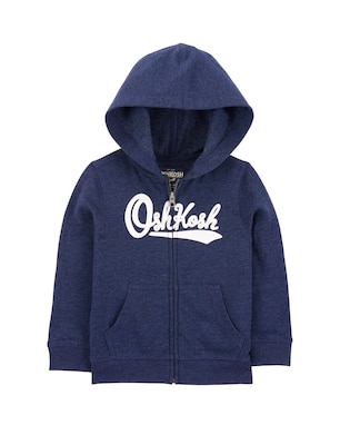 Blusa de moletom infantil com capuz lettering mescla azul | OshKosh