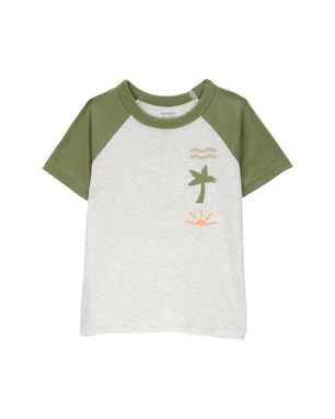 Camiseta infantil manga curta raglan mescla cinza | Carter's