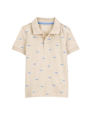 Polo infantil manga curta tubarão mescla bege | Carter's