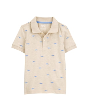 Polo infantil manga curta tubarão mescla bege | Carter's