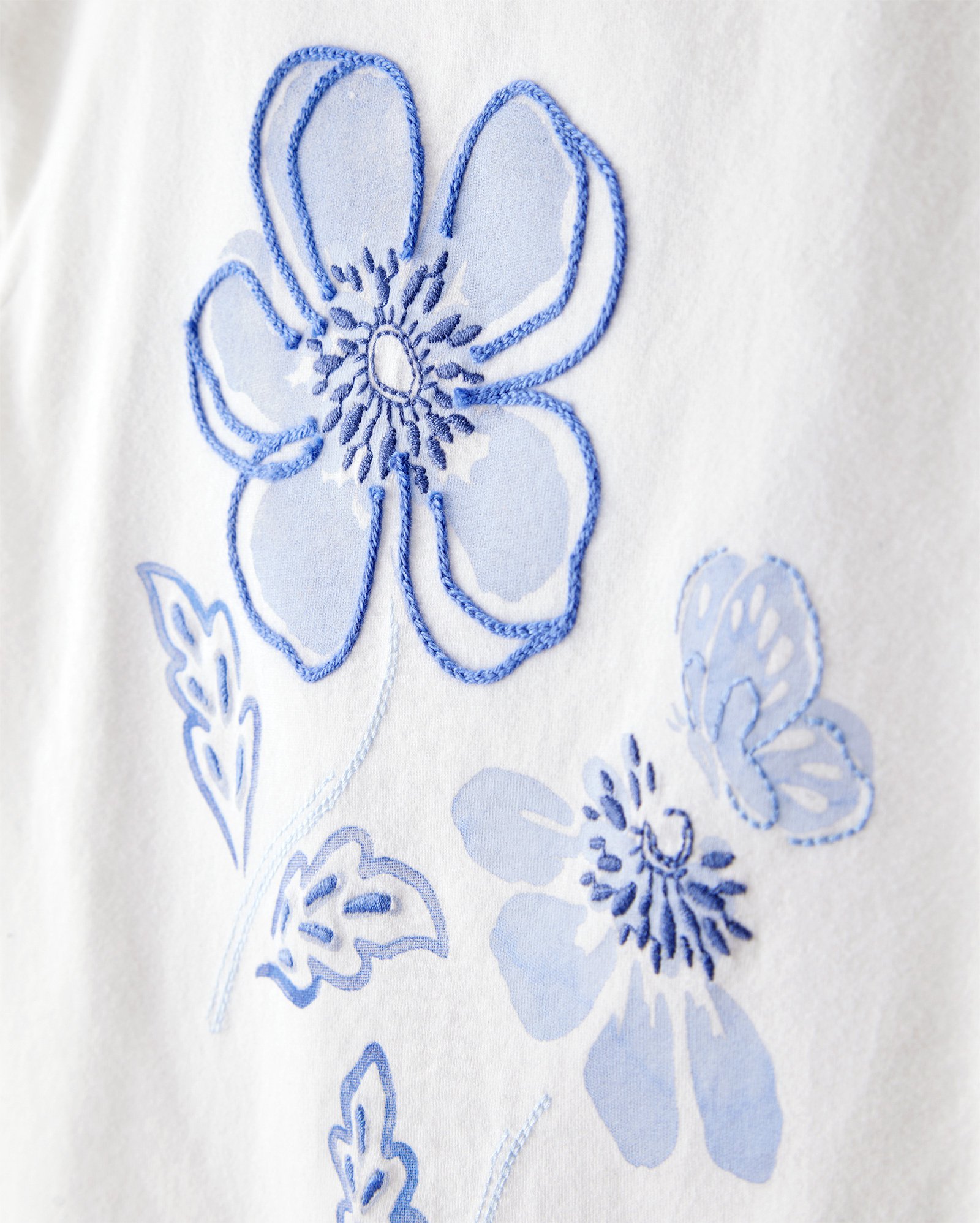 Blusa infantil manga curta bordado floral branca | Carter's