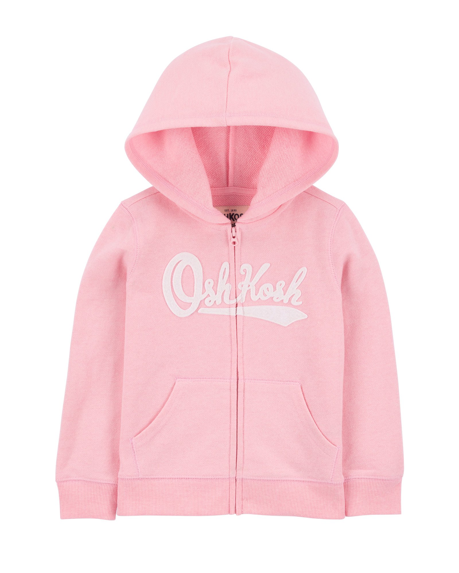 Blusa de moletom infantil com capuz lettering rosa | OshKosh