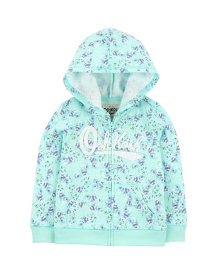 Blusa de moletom infantil com capuz lettering floral azul | OshKosh