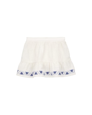 Saia infantil evasê bordado floral off-white | Carter's