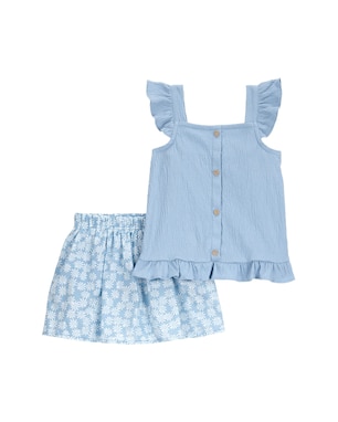 Conjunto curto infantil 2 peças texturizado floral azul | Carter's