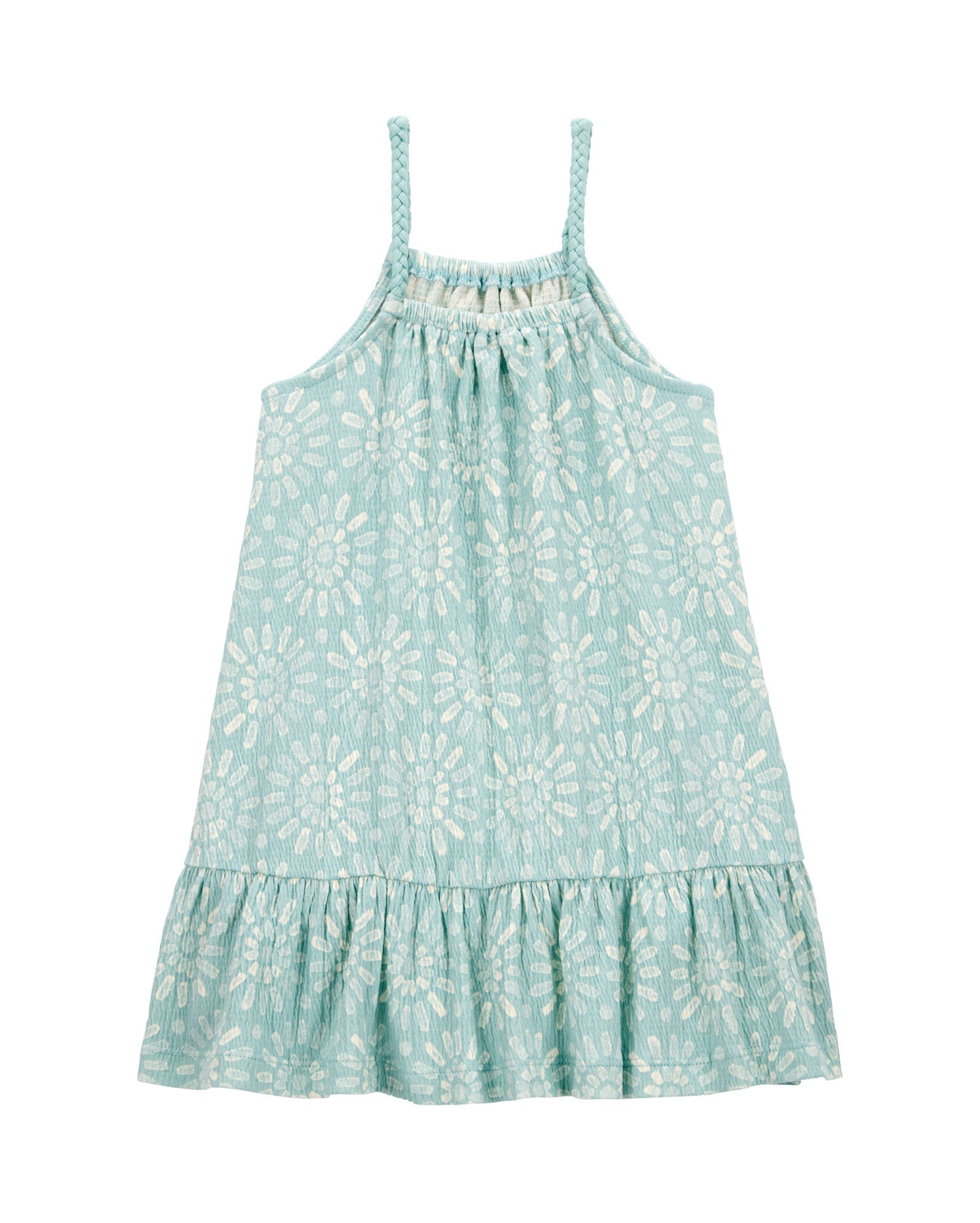 Vestido infantil evasê texturizado floral azul | Carter's