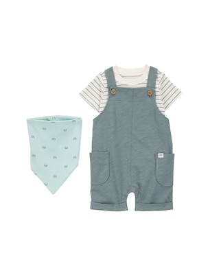 Jardineira bebê com camiseta e babador multicor | Carter's