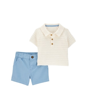 Conjunto curto bebê 2 peças jeans tricot multicor | Carter's