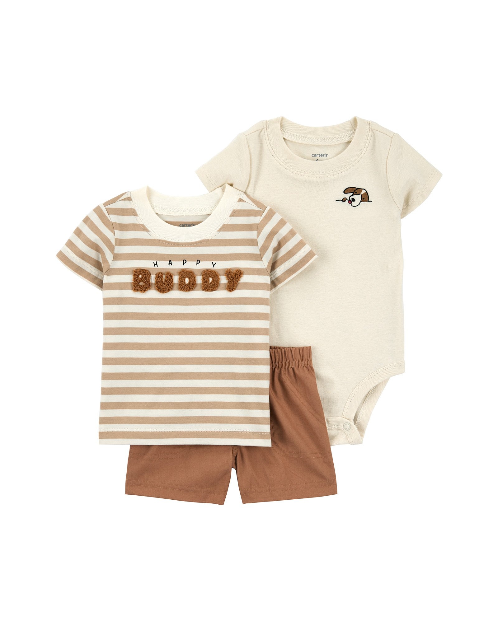Conjunto curto bebê 3 peças happy buddy multicor | Carter's