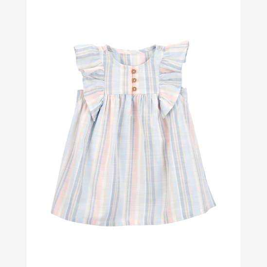Vestido bebê evasê listrado com calcinha multicor | Carter's