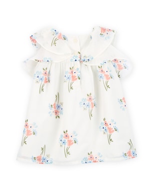 Vestido bebê evasê floral com calcinha branco | Carter's