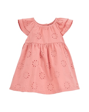 Vestido bebê evasê em laise com calcinha rosa | Carter's