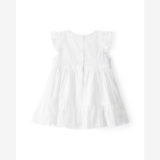 Vestido bebê evasê em laise com calcinha branco | OshKosh