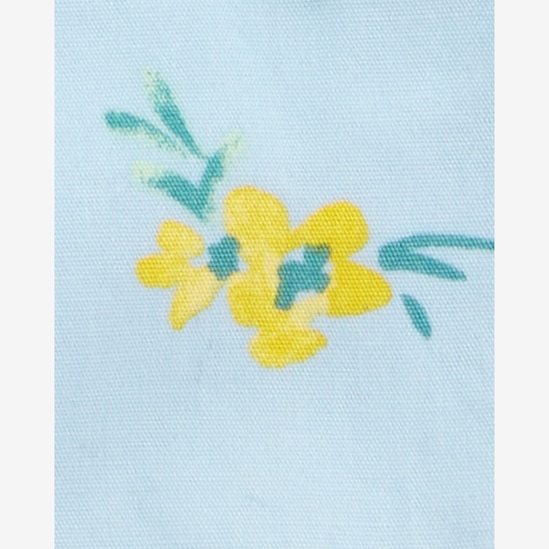 Jardineira sarja bebê com bolsos floral azul | OshKosh