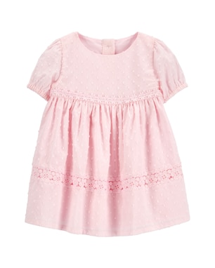 Vestido bebê evasê bordado floral com calcinha rosa | OshKosh