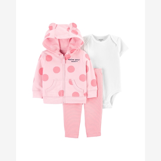 Conjunto longo bebê 3 peças orelhinhas poá multicor | Carter's
