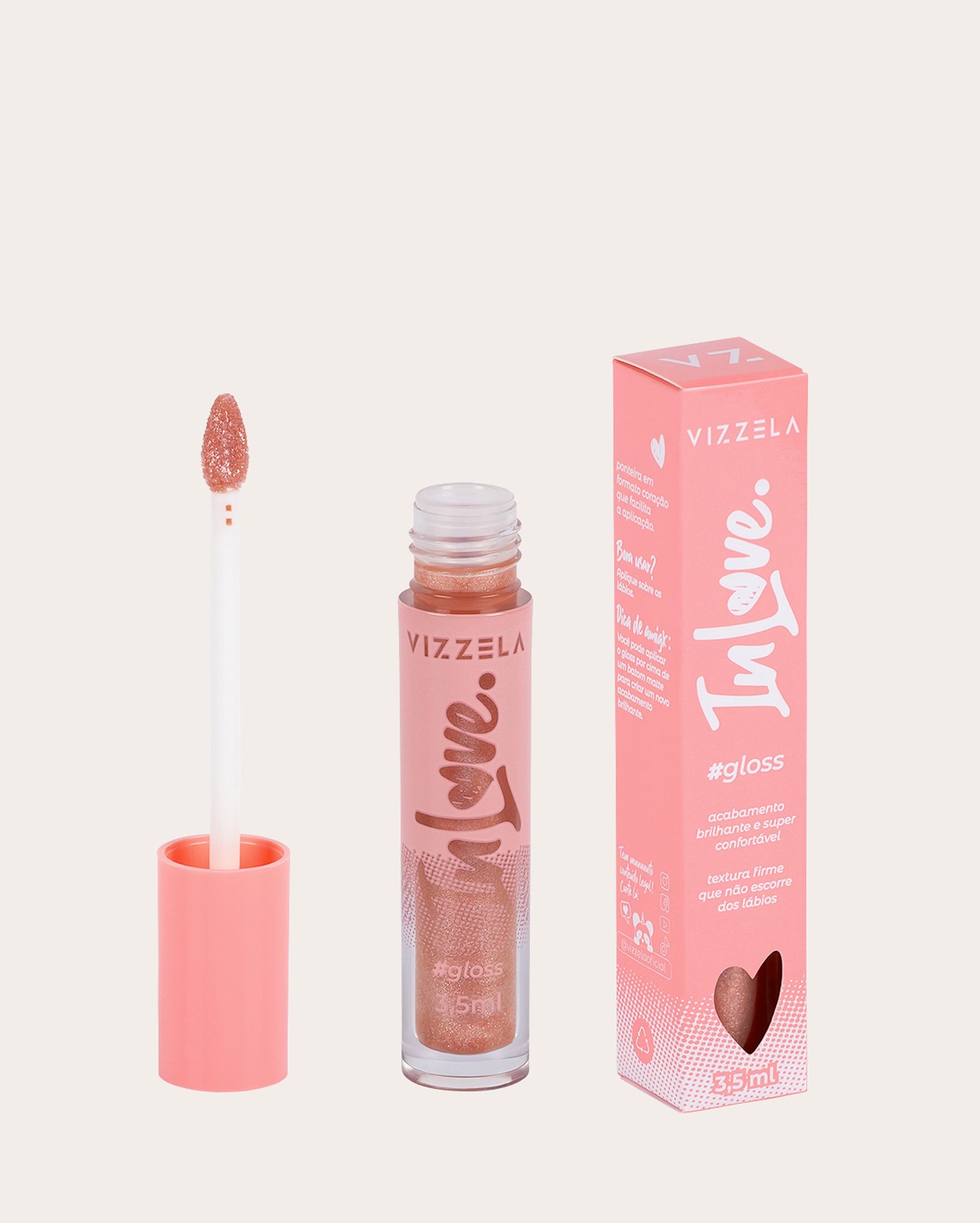 Gloss labial In Love cor 08 Docinho 3,5g | Vizzela Cosméticos